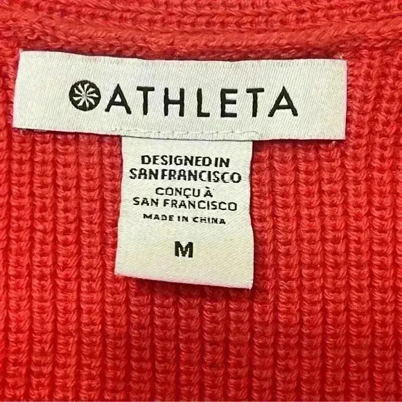 Athleta Hanover Refined V Neck Sweater Size M Pink Merino Wool Pullover Outdoor - Picture 6 of 7
